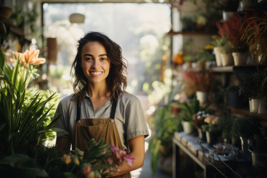Smiling Female Business Owner in Plant Shop