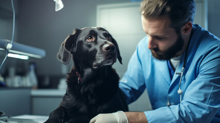 Vet Doctor Examining Dog Beautifully