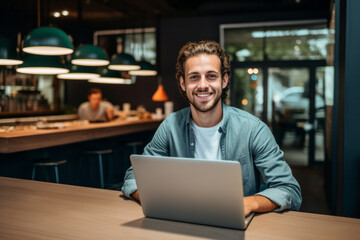 Fototapeta premium Smiling Young Man in Contemporary Workspace