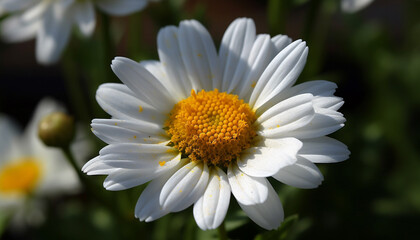 Obraz premium Vibrant yellow daisy in meadow, close up of single flower generated by AI