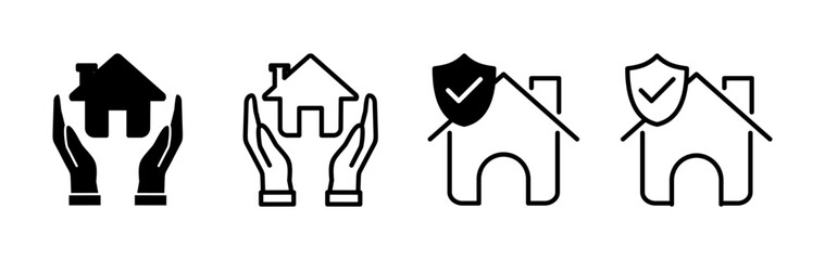 Home insurance icon vector. home shield protect logo