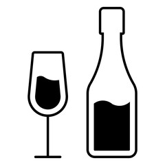 champagne, bottle, glass, wine, alcohol