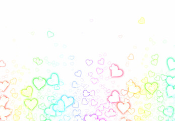 Rainbow colored hearts background