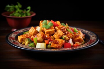 Delightful Sweet and Sour Tofu: A Vegan Culinary Masterpiece of Plant-Based Goodness with a Chinese Flair, Perfect for Dinner.

