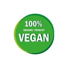 Vegan organic label. Organic product badges. Green vegan stickers. Vector illustration. EPS 10.