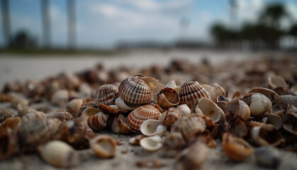 Fototapeta premium A beautiful summer beach with sand, water, and coastline generated by AI