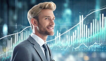 Healthcare business graph and medical examination and businessman analyzing data and growth