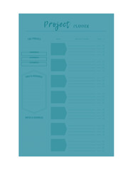 (Ocean) Project Planner. Minimalist planner template set. Vector illustration.	