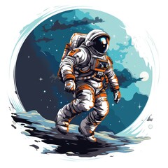 Daring astronaut character exploring outer space
