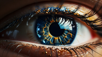 Close up Eye with world, world sight banner
