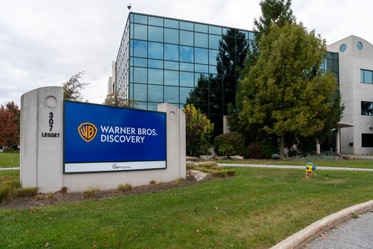 Warner Brothers Discovery - Ottawa office in Kanata, Ottawa, Ontario, Canada - October 15, 2023. Warner Bros. Discovery is an American multinational mass media and entertainment conglomerate. 