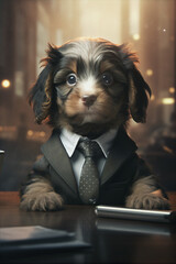 cute business puppy businessman
