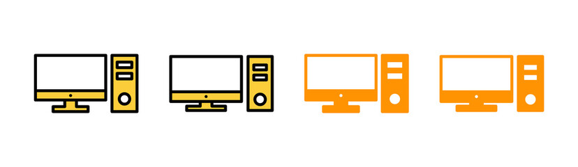 Computer icon set for web and mobile app. computer monitor sign and symbol
