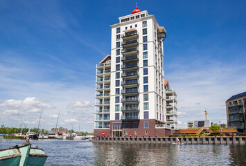 Lighthouse apartment building at the waterfront of Harderwijk, Netherlands