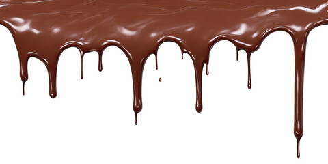melted chocolate dripping, isolated on transparent background - obrazy, fototapety, plakaty