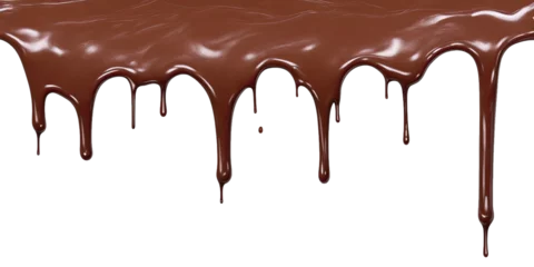 Foto op Plexiglas melted chocolate dripping, isolated on transparent background © Fida
