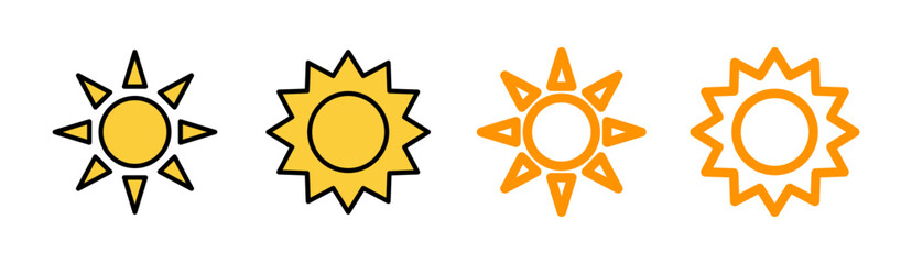 Sun icon set for web and mobile app. Brightness sign and symbol.