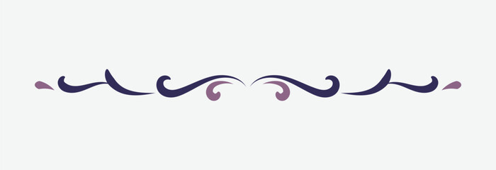 ornamental filigree flourish and thin divider. Classical vintage element, vector illustration