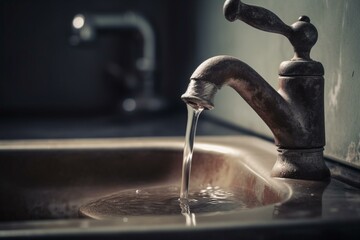 faucet with unclean water. Generative AI
