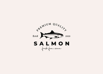 salmon fish logo seafood label badge vector sticker download
