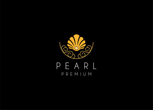 Minimalist and luxury gog pearl sea shell logo design