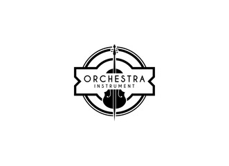 Violin viola orchestra logo design. 