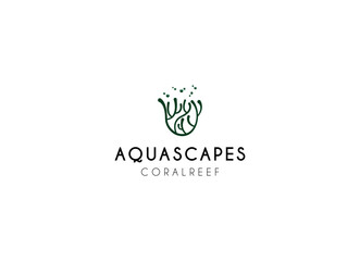Coral aqua scapes logo design. Minimalist aquascapes logo