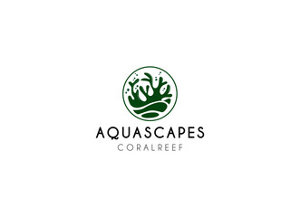 Coral aqua scapes logo design. Minimalist aquascapes logo