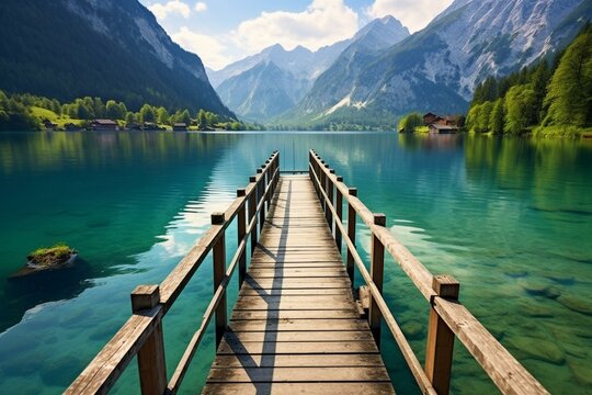 Scenic view of lake in Austria. Generative AI © Juno
