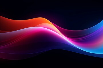 Abstract background with curvy neon lines. Trendy colorful spectrum wallpaper. Generative AI - obrazy, fototapety, plakaty
