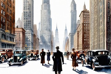 Obraz premium New York in 1930's, Generative AI
