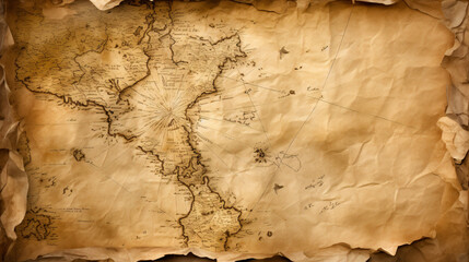 古い羊皮紙の宝の地図　ヴィンテージ風の紙