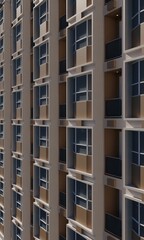 Fototapeta na wymiar Side view balcony and window modern hotel building render 3d architecture wallpaper background