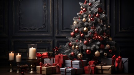 Fototapeta na wymiar christmas tree, winter theme, christmas background and wallpaper