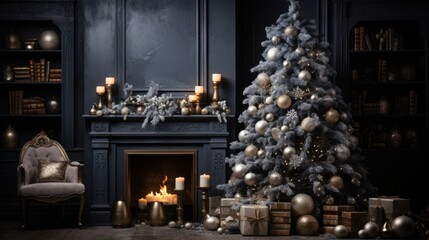 Fototapeta na wymiar christmas tree, winter theme, christmas background and wallpaper