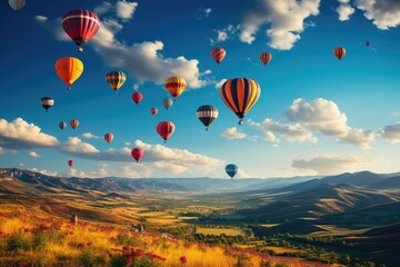 Obraz premium Colorful air balloons in the deep blue sky