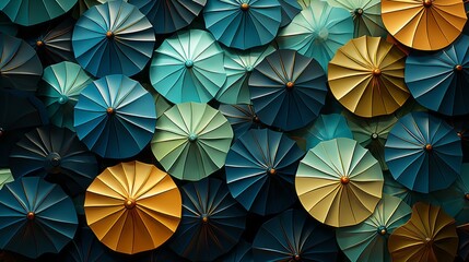 Fototapeta na wymiar A group of colorful umbrellas. Generative AI. 