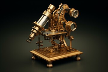 3D illustration of Robert Hooke's microscope from the 17th century. Generative AI - obrazy, fototapety, plakaty