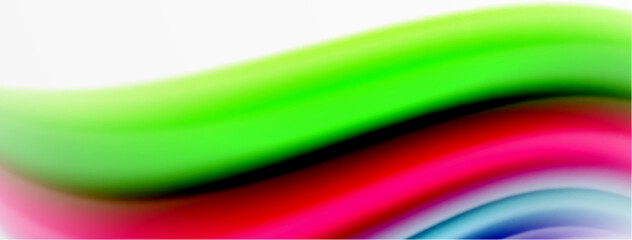 Rainbow color silk blurred wavy line background on white, luxuriously vibrant visually captivating backdrop. Stunning blend of colors reminiscent of rainbow, silky and gracefully blurred wavy pattern