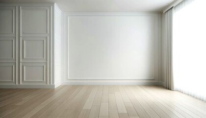 Empty room with white wall for art galleries.