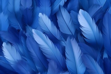 Background with blue jay feathers. Generative AI - obrazy, fototapety, plakaty