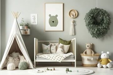 Scandinavian nursery decor,. Generative AI
