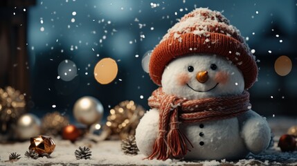 Obraz premium christmas snowman, winter theme, christmas background and wallpaper