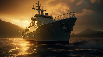 Fototapeta premium ship at sunset