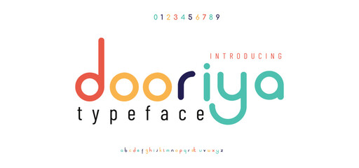 Fototapeta premium Dooriyo Modern abstract digital alphabet font. Minimal technology typography, Creative urban sport fashion futuristic font and with numbers. vector illustration
