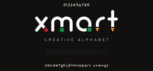 Xmart Abstract minimal modern alphabet fonts. Typography technology vector illustration - obrazy, fototapety, plakaty