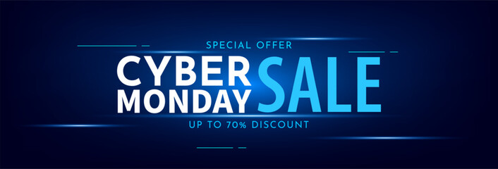 Cyber Monday sale banner template. Design template for special offer and shopping promotion. Vector illustration