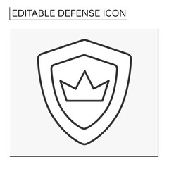  Shield line icon. Protection of royalty. Crown. Defense concept. Isolated vector illustration. Editable stroke
