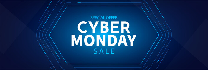 Cyber Monday sale banner template. Design template for special offer and shopping promotion. Vector illustration