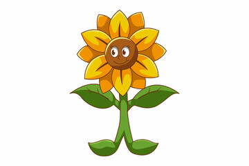 Cute Sunflower Character Design Illustration